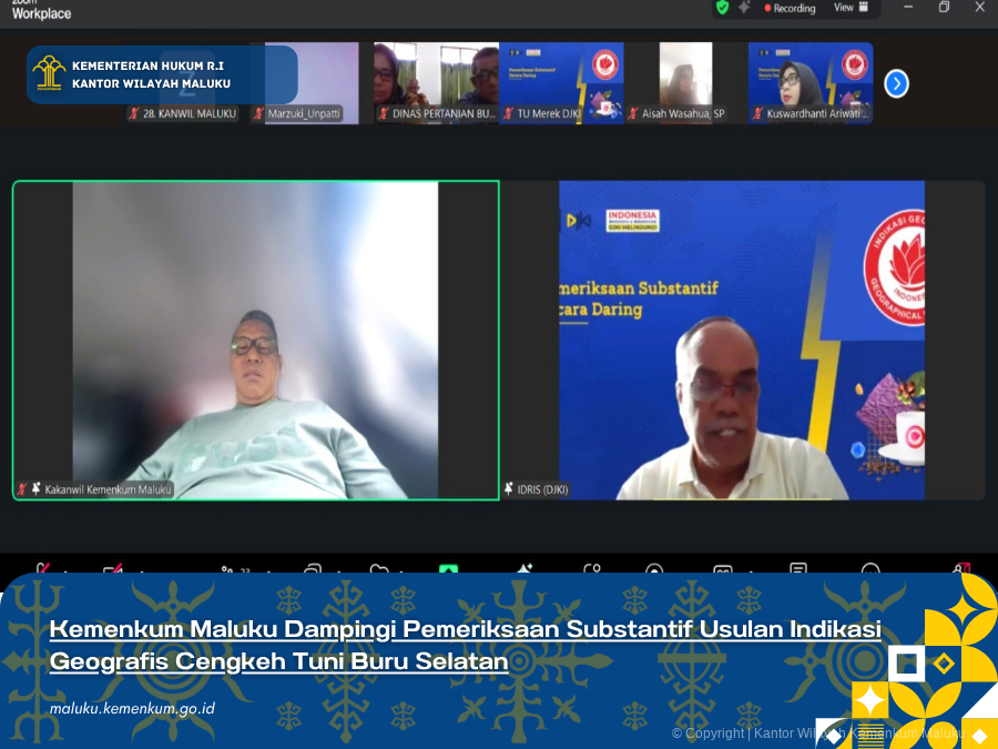 KEMENKUM MALUKU DAMPINGI PEMERIKSAAN SUBSTANTIF USULAN INDIKASI GEOGRAFIS CENGKEH TUNI BURU SELATAN